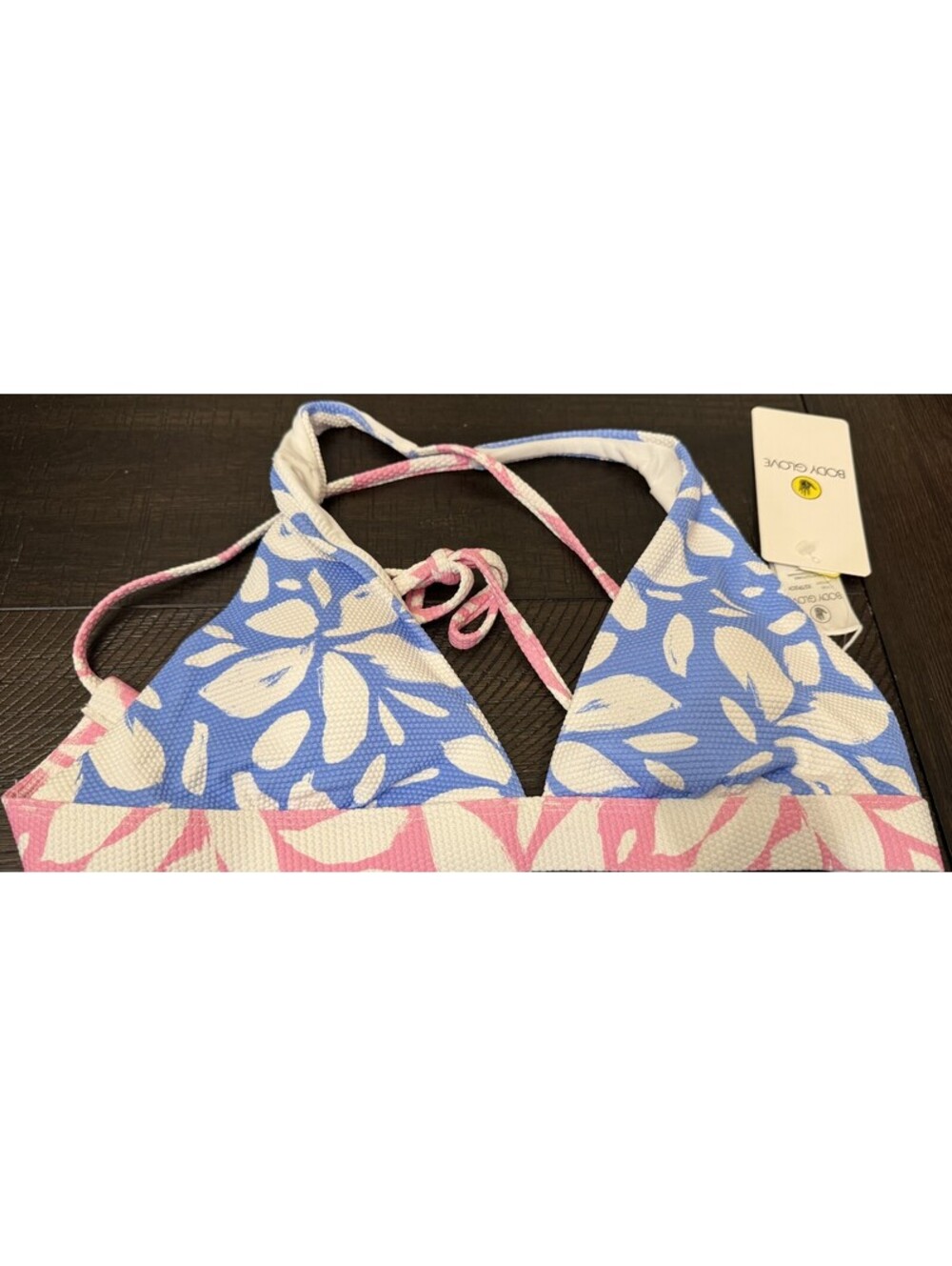 Nwt Womens Body Glove White/Light Blue/Pink Floral Bikini Bathing Suit Top XS
